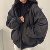 Women's Thick Padded Coat Loose Casual Solid Color Winter Warm Fleece Lined Hooded Long Sleeve Outwear With Pockets