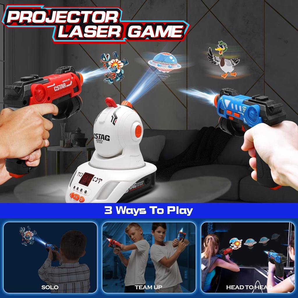 VATOS Infrared Laser Tag Projector Duck Hunts Shooting Game 2 Players Cstag Pistol Guns Toy Indoor Game For Kids Boys Girl Gift