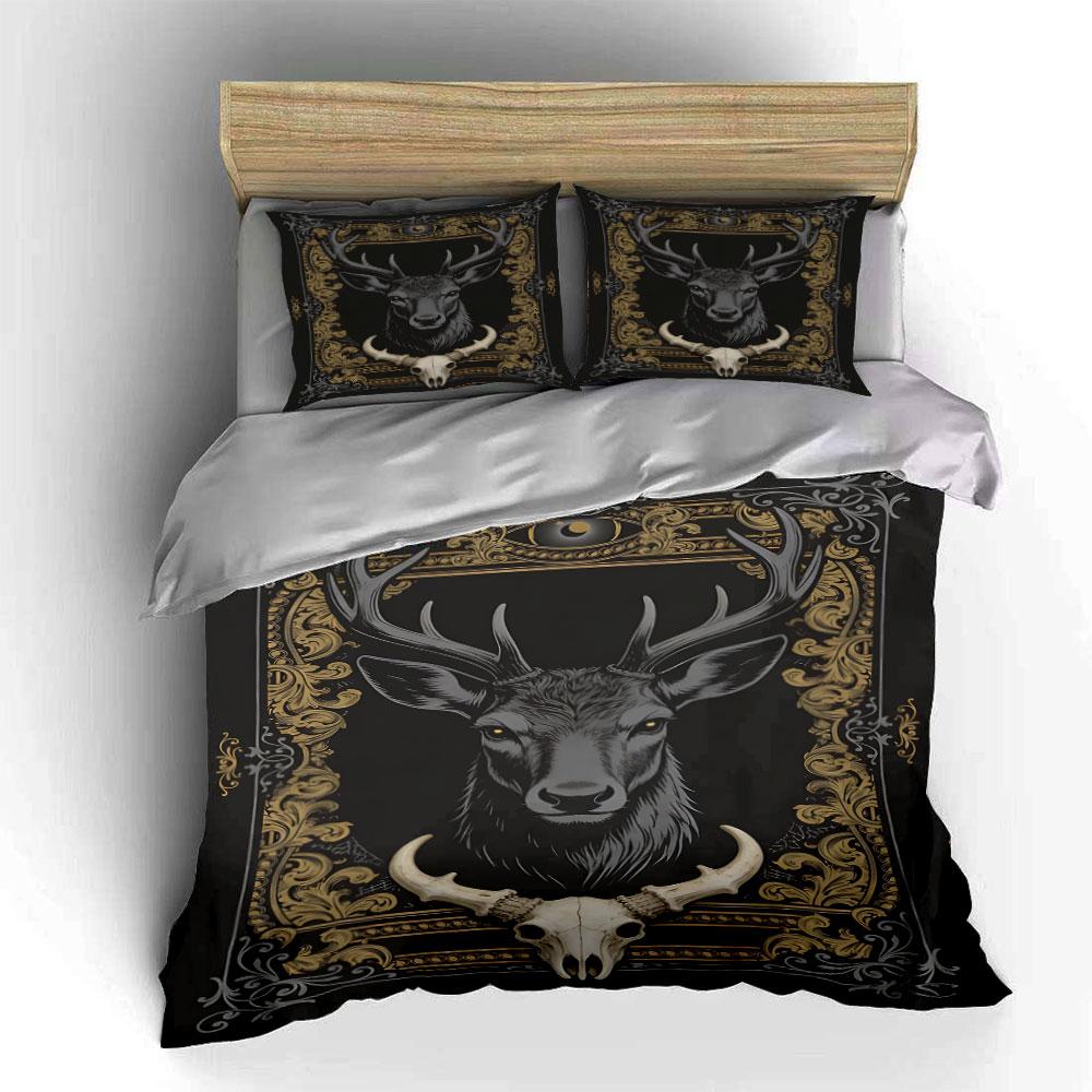 Deer, Skull, Crescent, Scrollwork. Bedding Sets Duvet Cover Sets Duvet Covers Pillowcases(1 * Duvet Cover 2 * Pillowcases Without Duvet Insert)