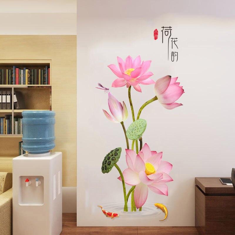 Adesivos de flores para sala de estar, fundo de parede, adesivos de decoração de parede para quarto, papel de parede autoadesivo