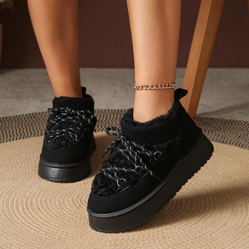 Mode Dam Flats Skor Mocka Nya Päls Mode Ankelstövlar Casual 2025 Trend Vinter Sneakers Kvinna Snöstövlar Promenad Zapatos Mujer