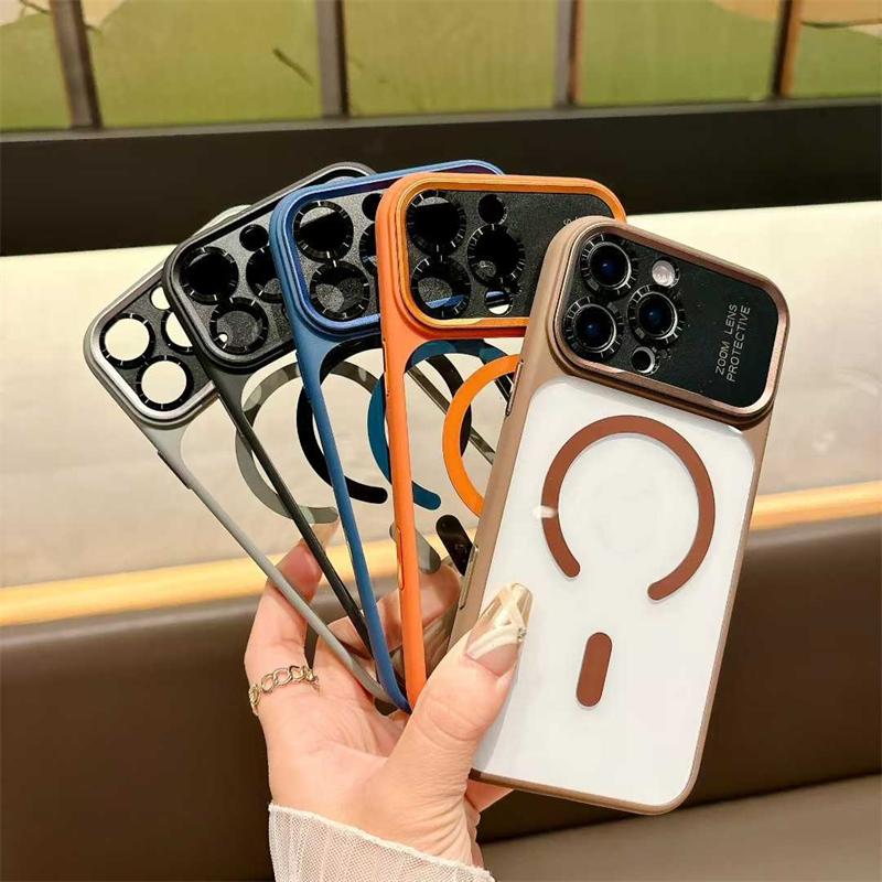 Luxury Fashion Acrylic Phone Case For iPhone 17 Pro Max 17 Air 16 15 14 Pro Max Magnetic Wireless Charge Armor Cover