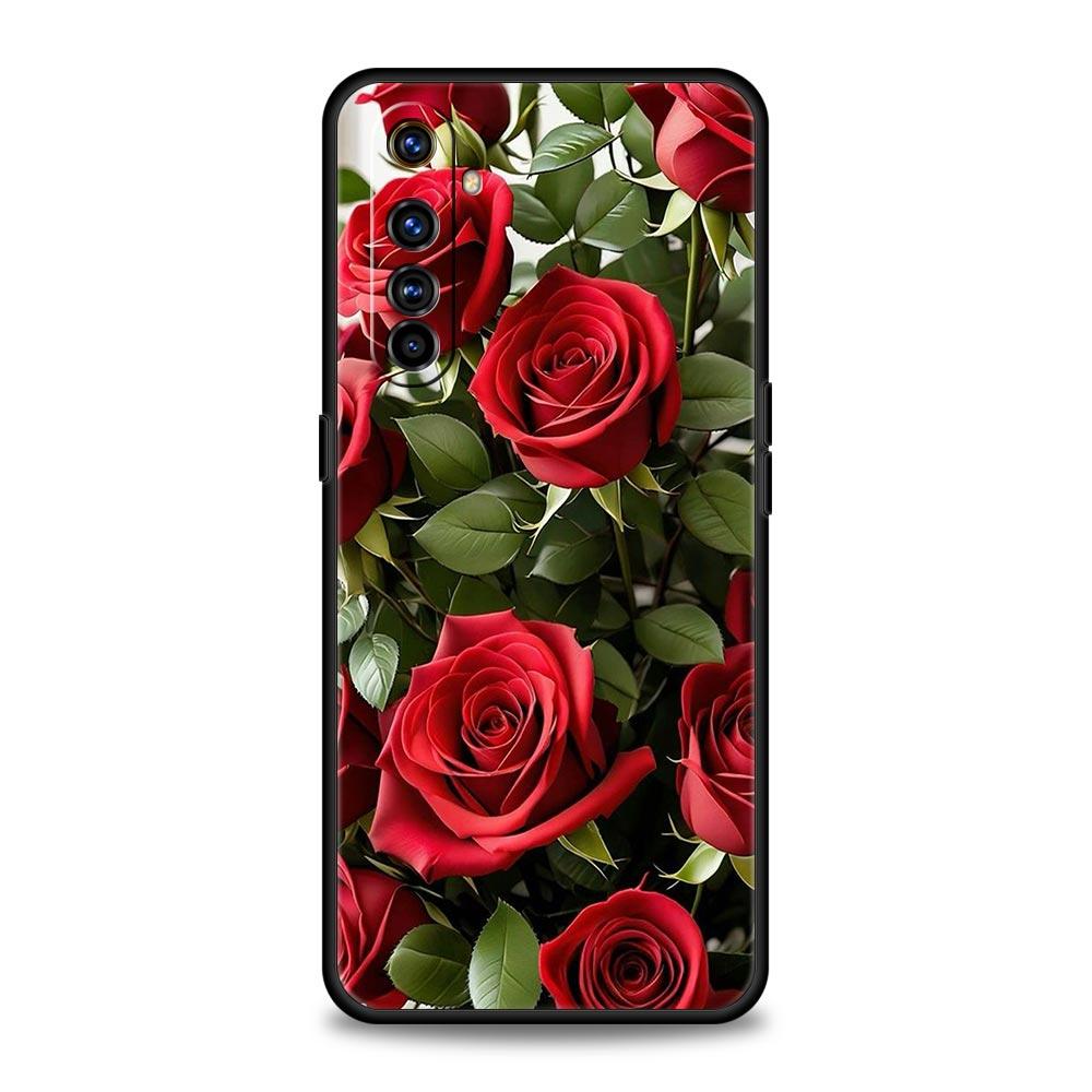 For Realme GT Neo 2 3 3T 5 Case For Realme 12 11 5G 10 9 8 5G 7 6 GT5 GT3 GT2 Pro Plus C21 C11 C25 Beautiful Red Rose Flowers