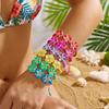 Bohemian Polymer Clay Frangipani Flower Woven Bracelet for Women Stackable Floral Braided Rope Chain Beach Party Jewelry Gift