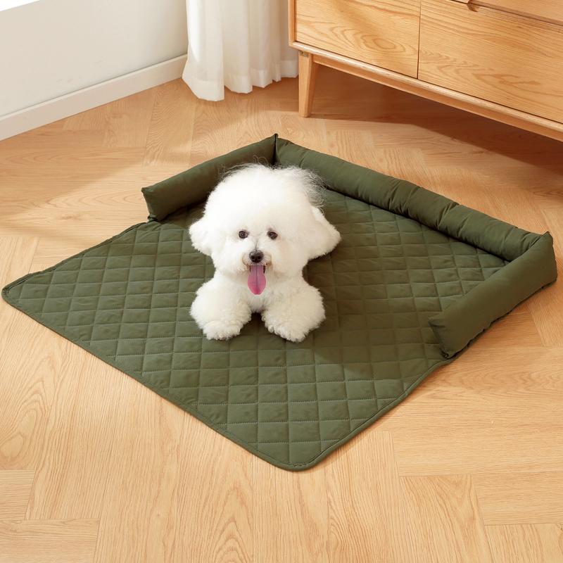 Dog Bed Blanket Dog Mat Sofa Couch Cover Pet Pad with Neck Pillow Washable Calming Nest for Travel Home
