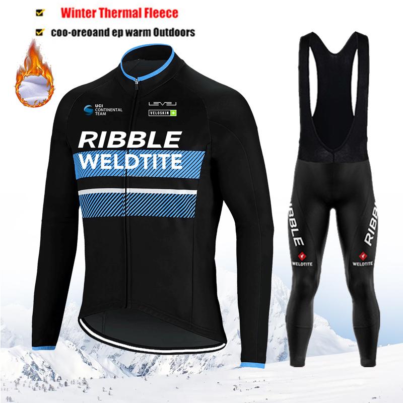 Winter Team Cycling Clothing Thermal Fleece Cycling Clothes Men Jersey Suit Outdoor Riding Bike Ropa Ciclismo MTB Bib Pants Set