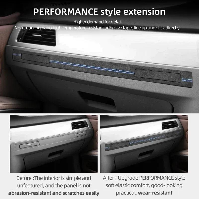 Betterhumz For BMW E92 E90 E93 Made of Alcantara Dashboard Copilot Cup Holder Panel Trim Strip Sticker Car Interior Accessories
