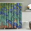 Decorative Shower Curtain Blue Flowers with Green Leaves 3D Printed Bath Decor Modern Home Accessories Customized Size Available