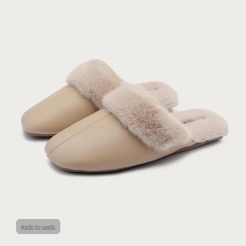 Damen Plüsch-Baumwollpantoffeln - Warm, Samtgefüttert, Rutschfest, Hautfreundlich für Zuhause