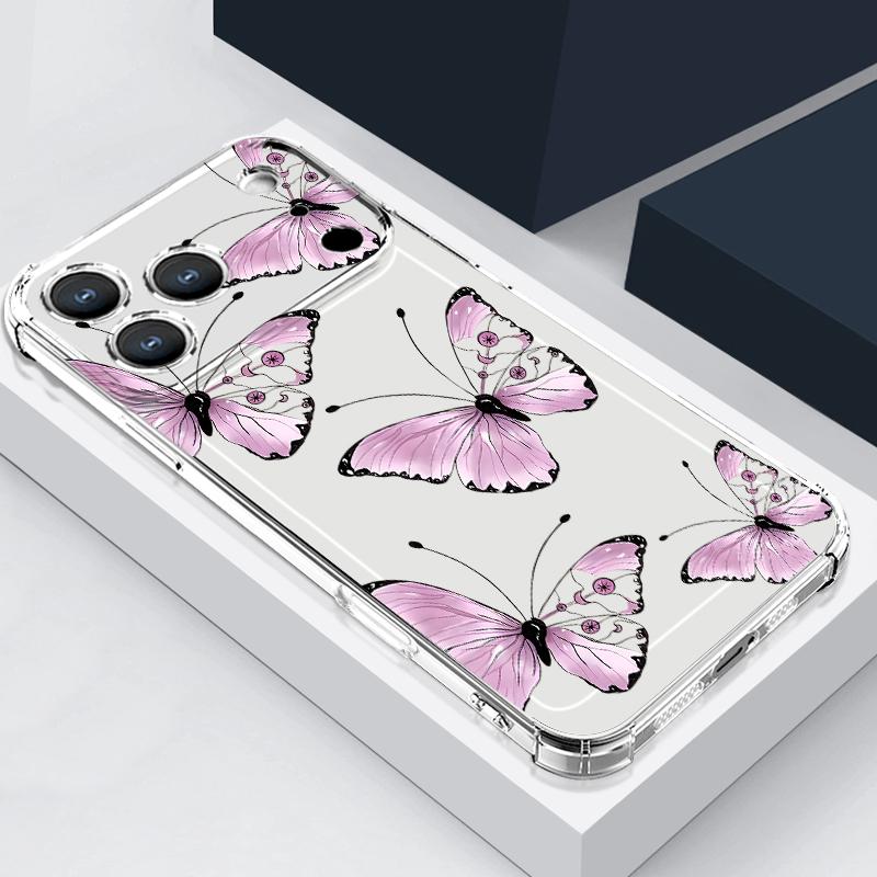 Multi-color Butterfly Pattern Case For iPhone 17 Pro Max Coque iPhone 16 15 14 13 Pro Max 11 Shockproof Clear Soft Silicone Cover