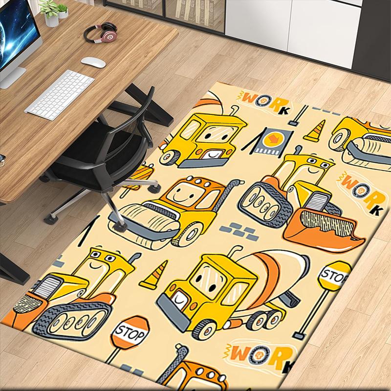 excavator Printed Carpet, for Office Chair Living Room Bedroom Kitchen Room Decor Gifts.
