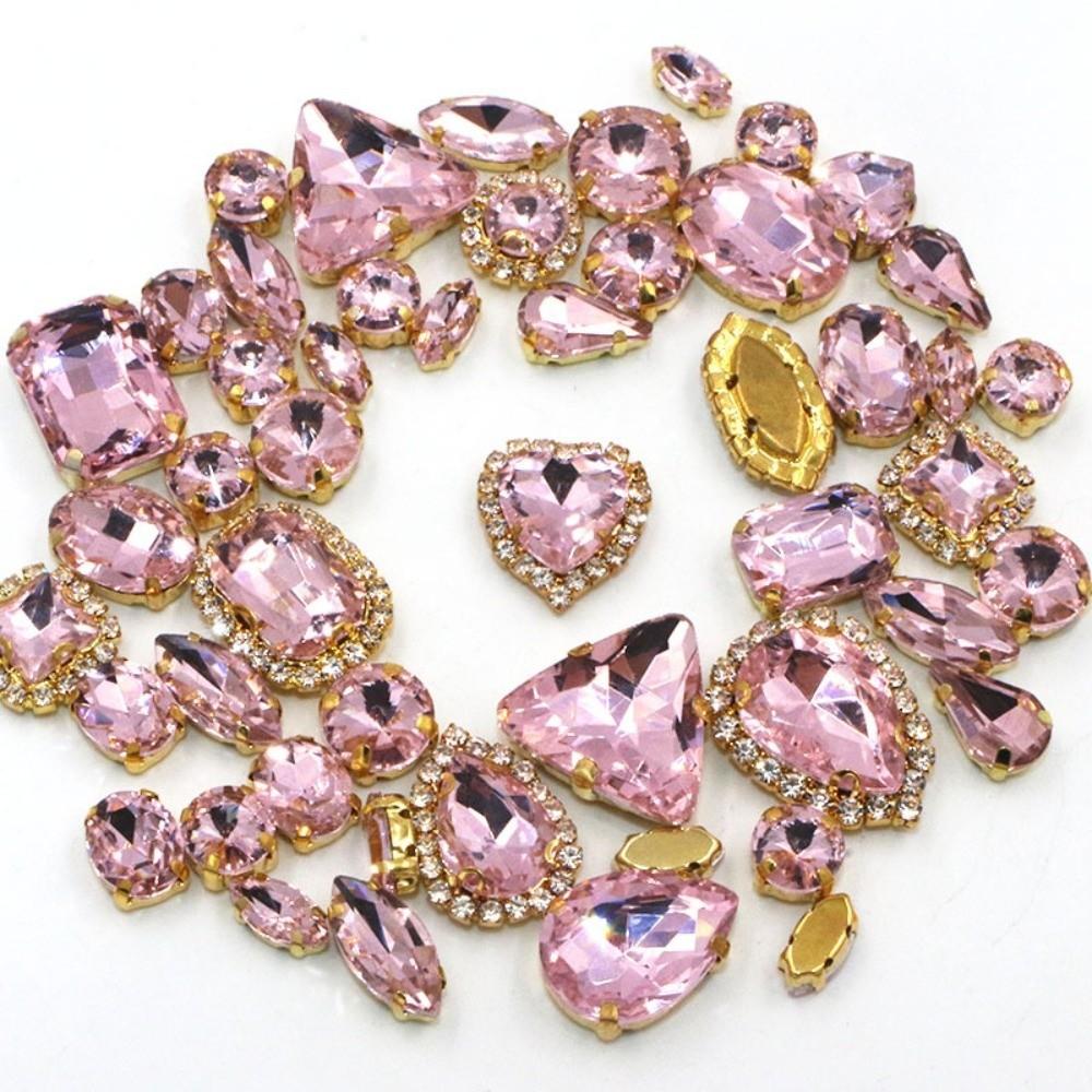 50pcs Set Shining Multicolor Water Drop Rhinestone DIY Craft Mixed Claw Drill Buckle Crystal Buckle Wedding Dresses