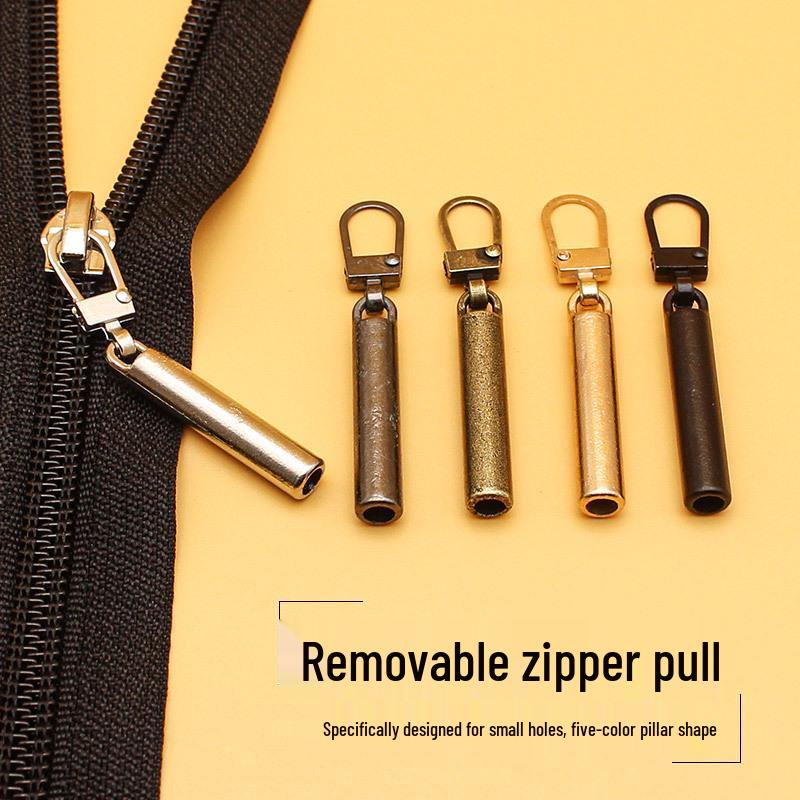 Detachable Zipper Pull Tab Replacement for Jackets - Tool-Free Installation, Pillar Shape.