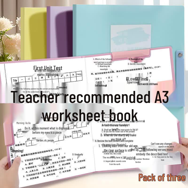 A3 Double Pull Rod Document Organizer 3-Pack