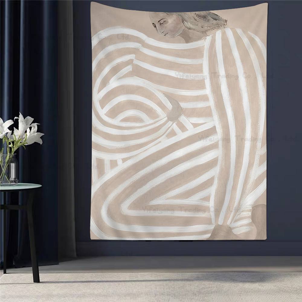 Abstract Figure Lines Stripe Girl Colorful Tapestry Cheap Hippie Wall Hanging Bohemian Tapestries Mandala Wall Hanging Sheets