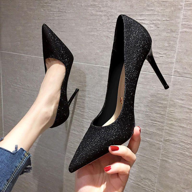 French Feminine Sexy Pointed Toe High Heels - Sequin Stiletto for Women, Spring & Autumn 2025 Collection
