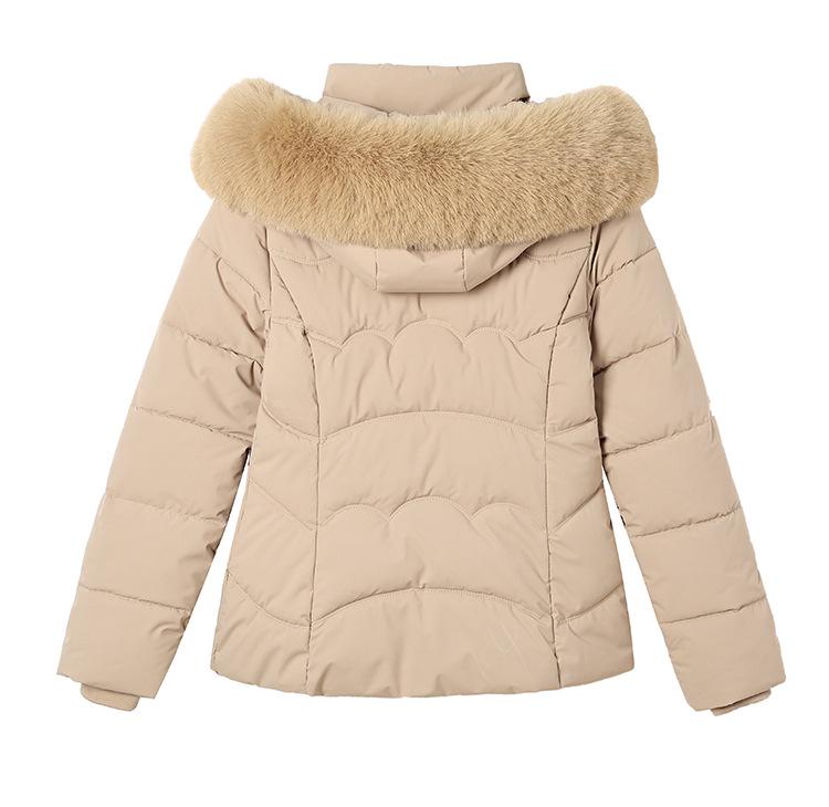 Manteau d'hiver pour femme, style coréen, coupe slim, en coton, avec col en fourrure