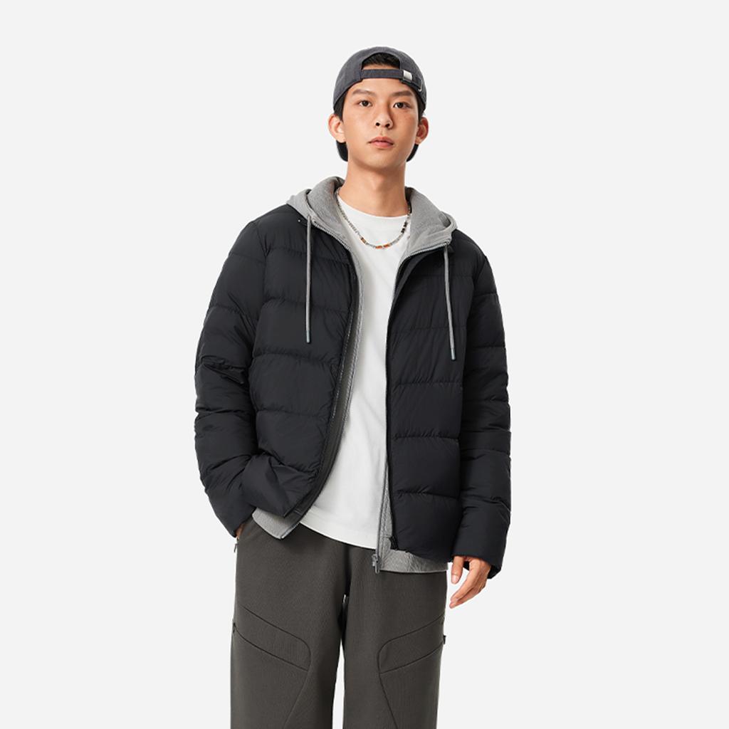 Li Ning China Color Series Solid Color Stand Collar Zipper Long Sleeve Down Jacket Men Jacket Black AYMU353-1