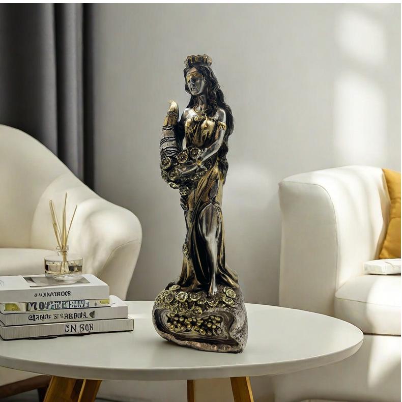 Greek Goddess Wealth Statue: Lucky Desk Ornament for Office or Cashier Gift