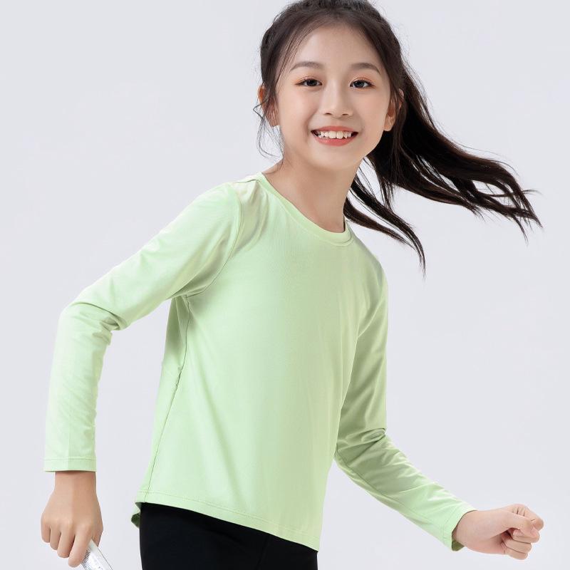 Girls' Quick-Dry Sports T-shirt: Breathable, Sweat-Wicking, Elastic, Ideal for Fitness and Yoga. Perfect for Spring and Autumn.