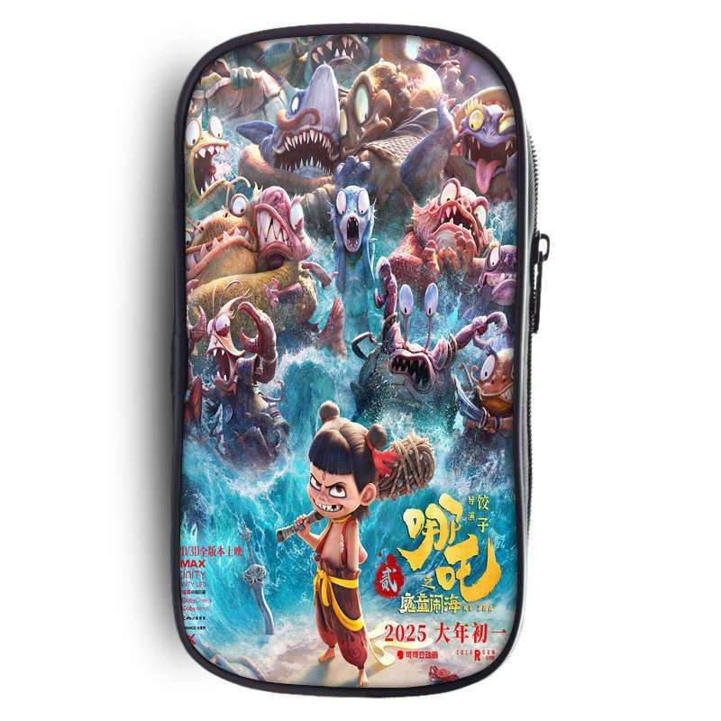 Fabric Nezha Oxford Pencil Case Organizer For Students And Teens Storage Bag