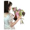 French retro apricot polka dot dress women's print short-sleeved large-size popular summer waist and thin dress