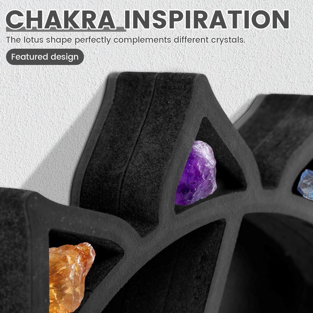 Wooden Crystal Display Stand Black Wall Mounted Floating Shelf for Wall Gemstones Statues Art Small Plants Candles Home Decor