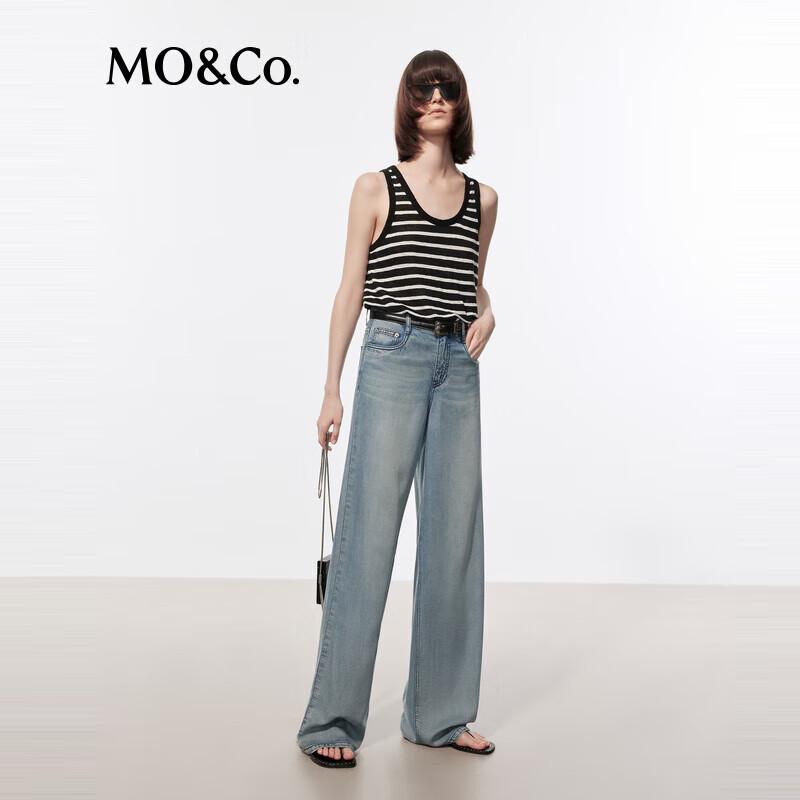 MO&Co. High-Waist Straight Wide-Leg Denim Jeans