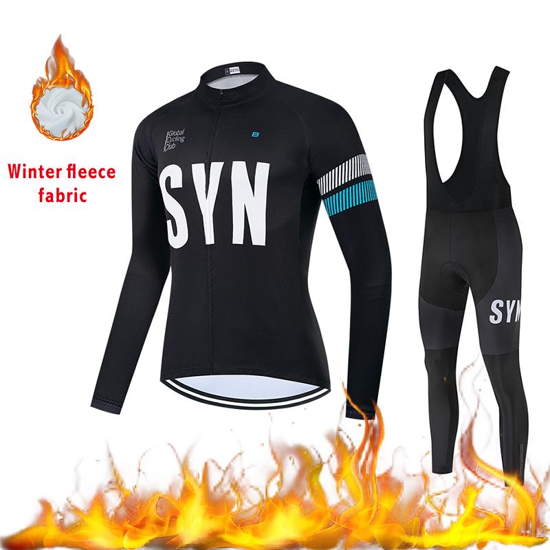 2025 Autumn and Winter Windproof Fleece Jacket Cycling Jersey Cycling Bib Men's Warm Top Road Bike Cycling Suit Long Set