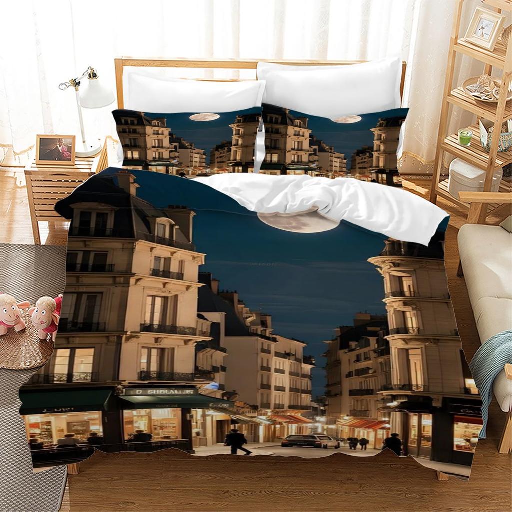 Buildings Duvet Covers For Kids Teens Adults Quilt Cover Sets Lightweight Down Room Decor 2 Pillowcases 1 Duvet Cover No Quilt