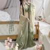 Womens Tang Dynasty Style Hanfu Set With Heavy Embroidery Wide Sleeves Chiffon Fabric Wear