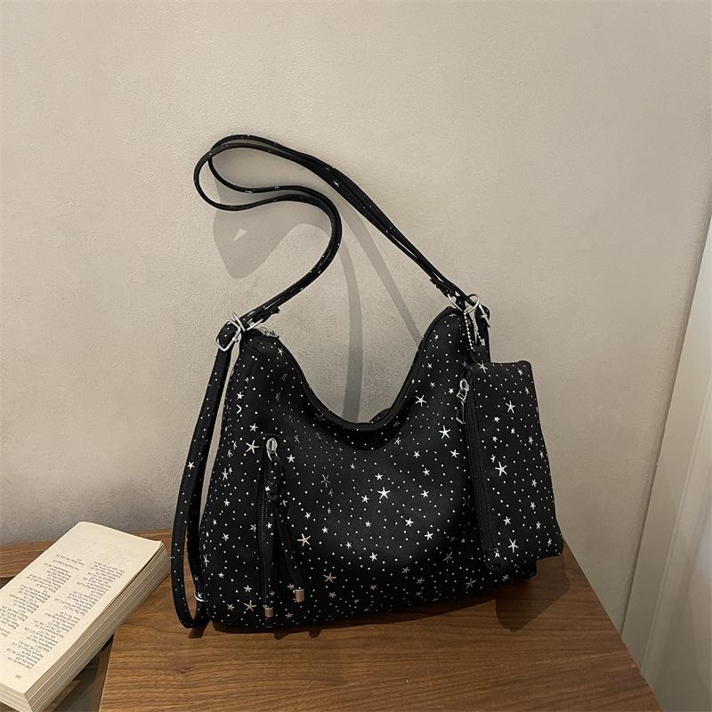 Glitter Stars Japanese Soft Girl Canvas Tote - Large Capacity 2026