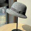 French Retro Small Fragrance Style Wool Fisherman Hat for Women In Autumn and Winter Hepburn Style Curled Basin Hat Elegant Gold Gift Hat