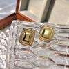 Salircon Vintage Luxury Stainless Steel Square Stud Earrings Women Temperament Elegant 18K Gold Plated Geometric Earring Jewelry