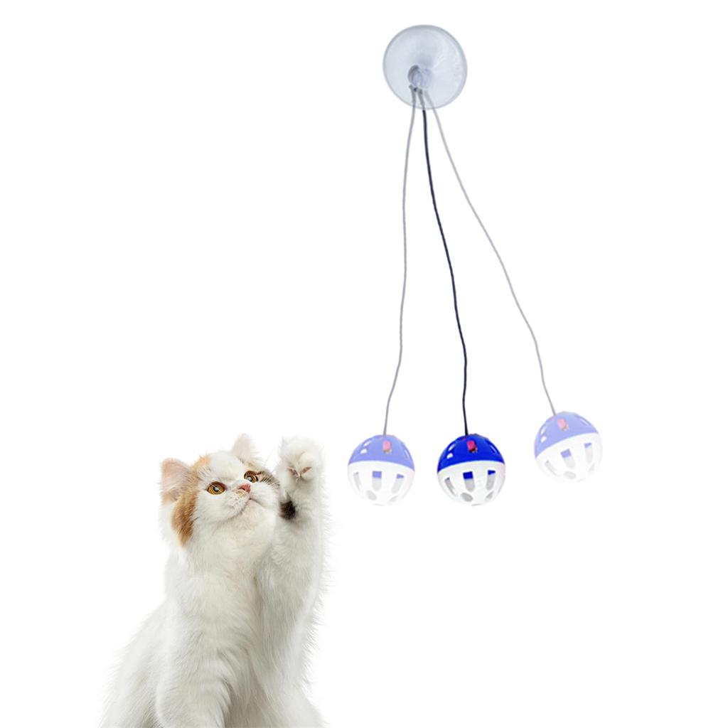 1/3Pcs Suction Cup Bell Elastic Ball Cat Toys Colorful Plastic Sounding Bell 38mm Interactive Self-Entertainment Funny Cat Ball