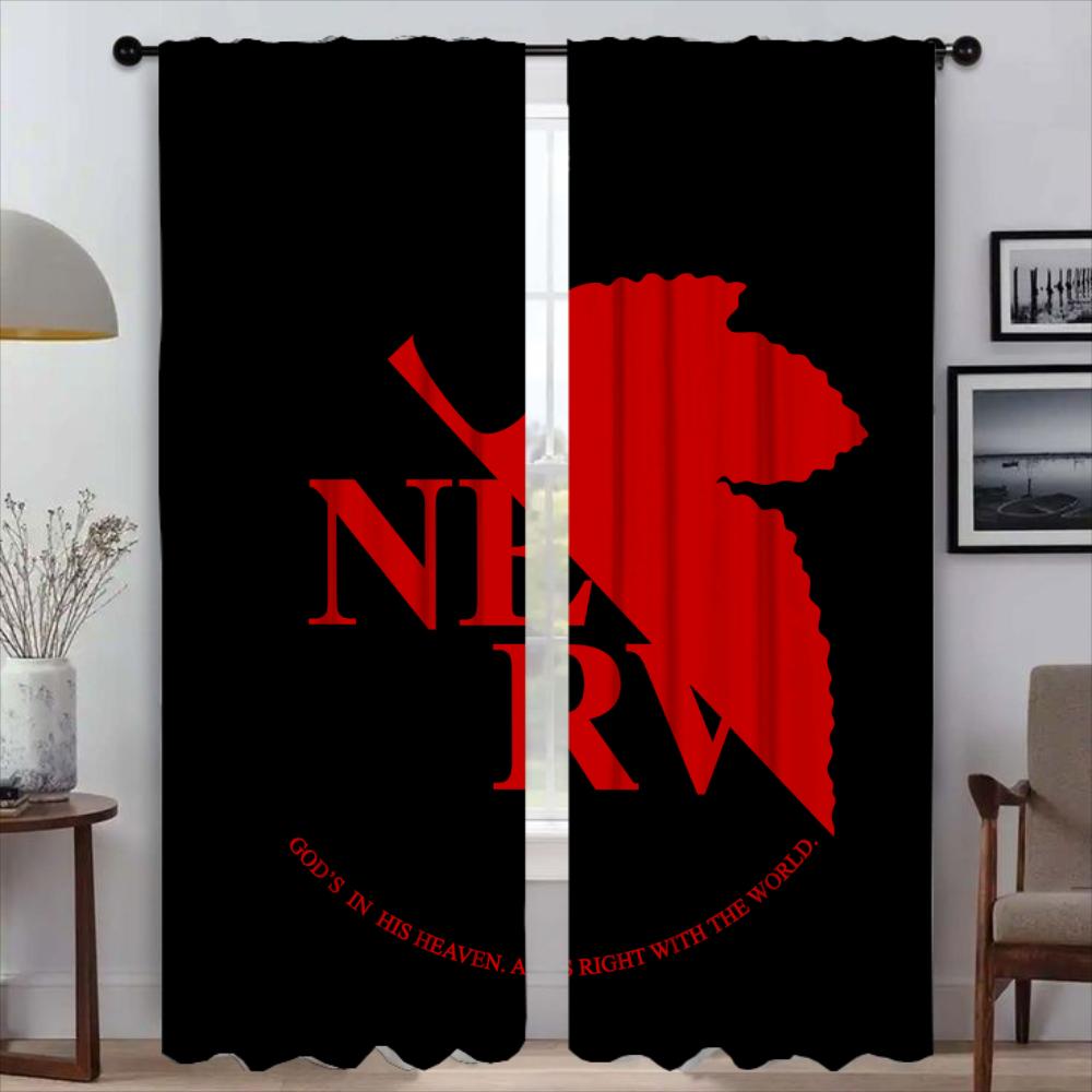 E-EvangelionS Curtains for Living Room Curtain for Room 2 Panel Shades Home Interior Curtains Partition Halloween Decoration