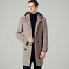 Men's Double-Sided Cashmere Wool Hooded Mid-Length Trench Coat
