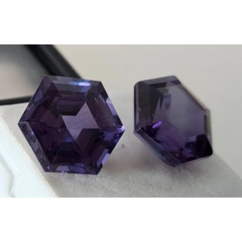 Alexandrite Color Changing Natural 21-22 Ct Hexagon Cut Pair Stunning Gemstone