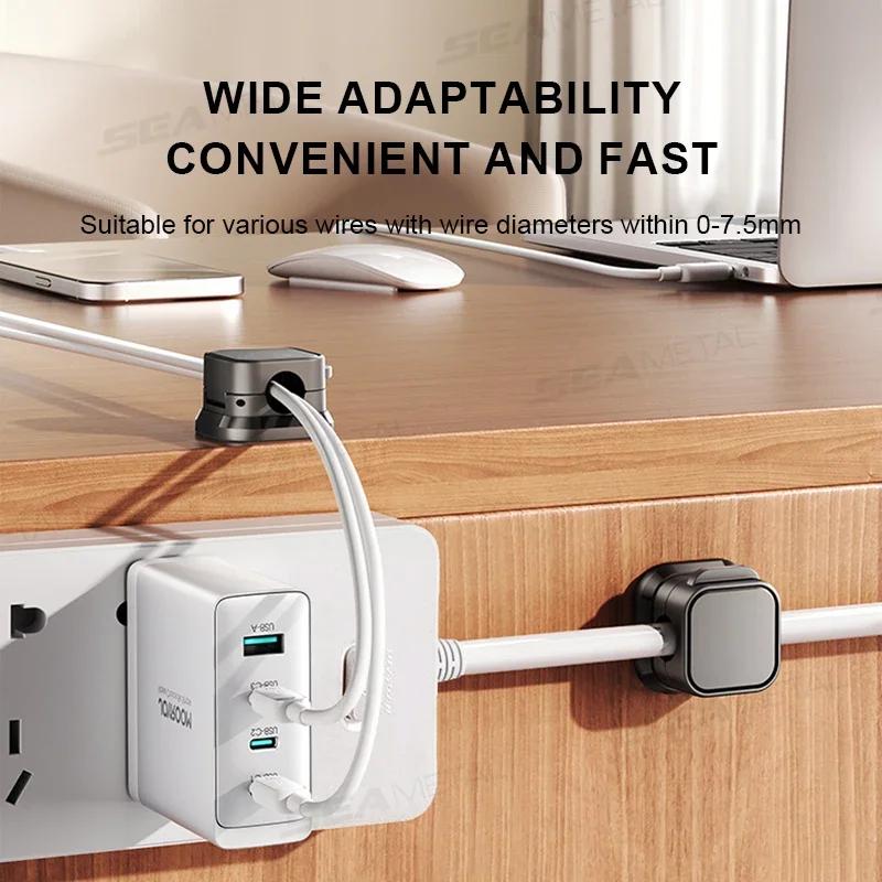 1/6/12Pcs Magnetic Cable Holder Self Adhesive Cord Clip Smooth Pulling Charging Cable Keeper Wire Clip for Car/Home/Office NEW