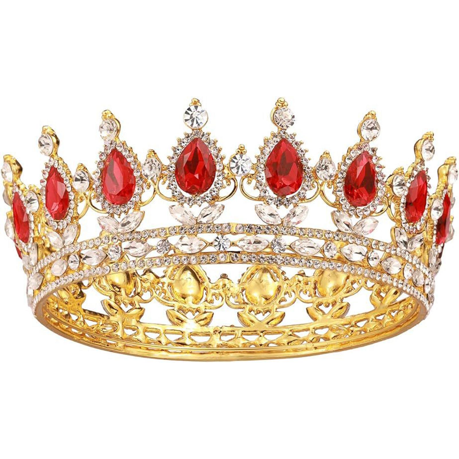 

Блингблинг Обруч для волос Девочка День рождения Элегантный торт Кристалл Капля воды Костюм девочки Головной убор короля красный