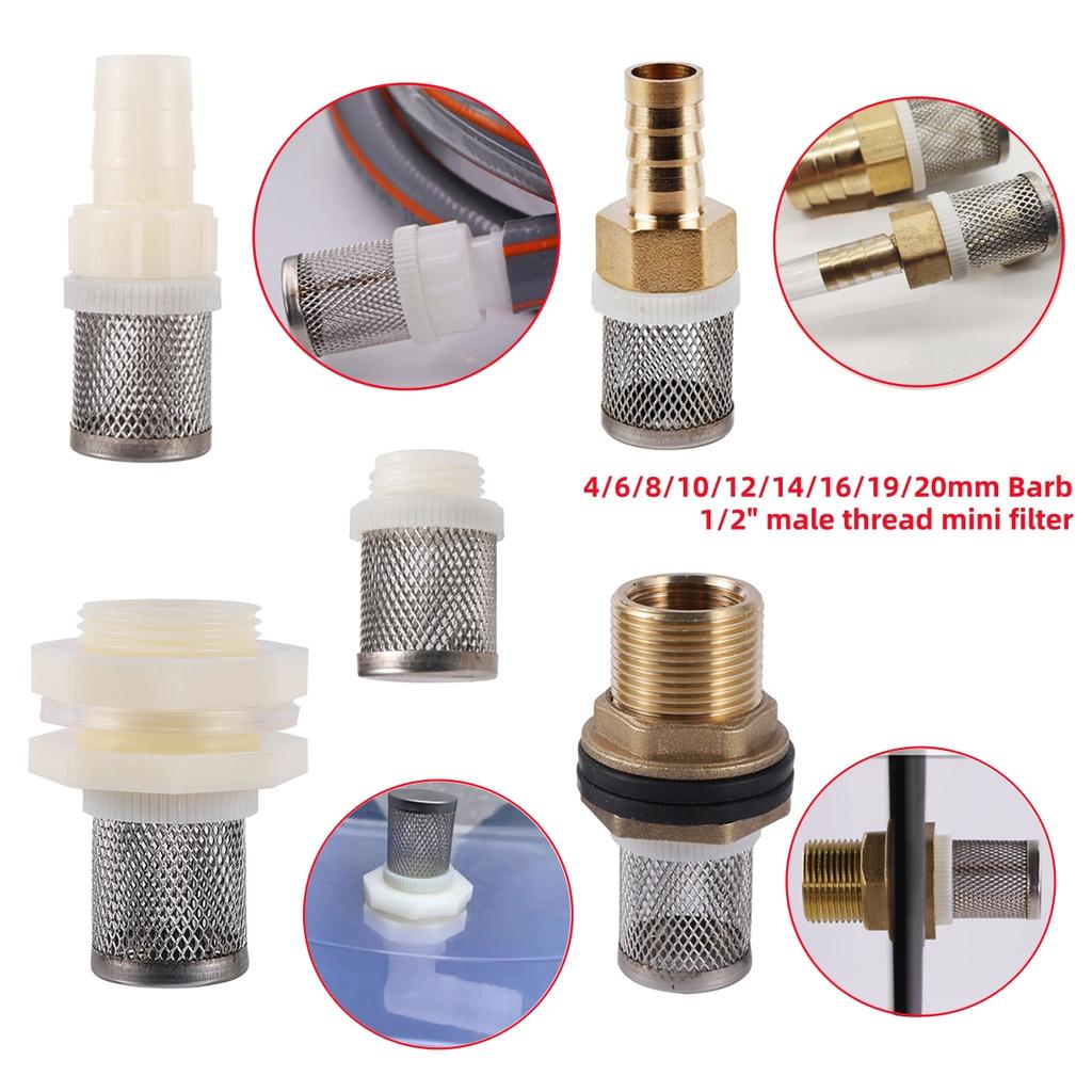 1/2" Thread Stainless Steel Mesh Hose Micro-filter Kit 4mm-20mm Garden Irrigation Car Wash Aquarium Fish Tank Water Filters 5Pcs