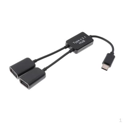 2 i 1 Type C til dobbel USB-adapter Strømlader OTG-kabel Splitter
