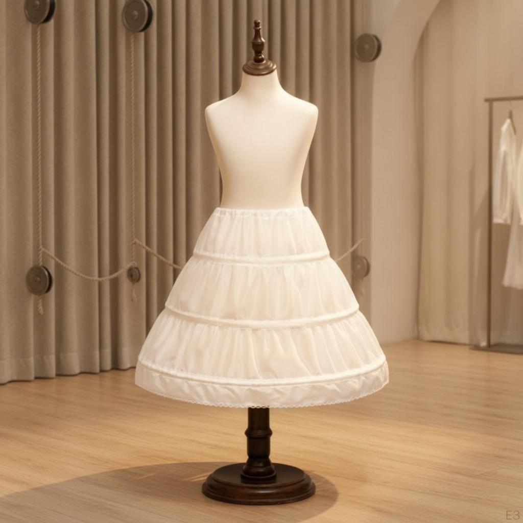 Petticoat with Hoops Elastic Waist Three Hoop Lightweight Crinoline Underskirt for Girls,