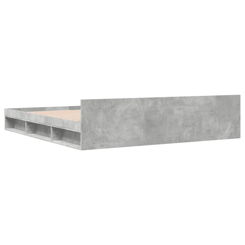 Bed Frame with Drawers Concrete Grey 200x200 cm Particleboard