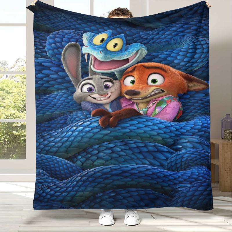

Cartoon Zootopia Nick Judy Flannel Blanket,Ultra Soft Warm Plush Throw for Home Bedroom Bed Sofa Cover Office picnic kids 75x90cm