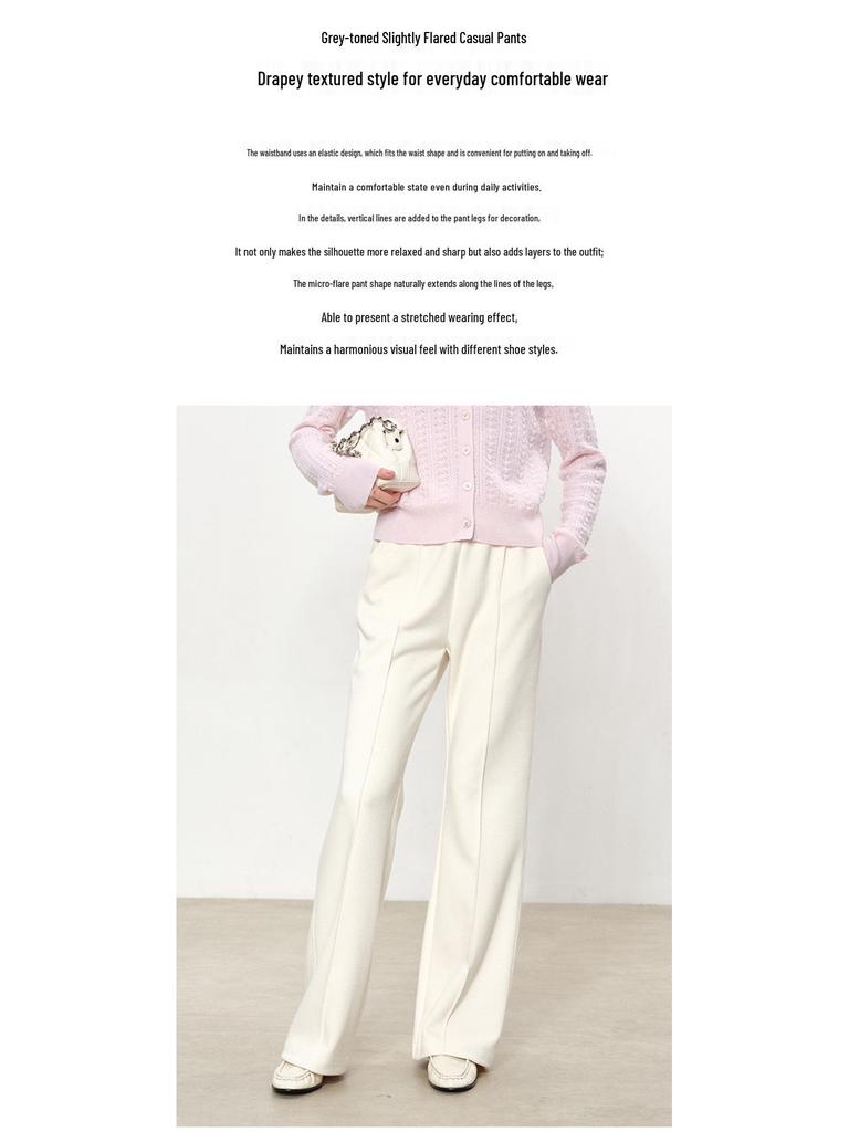 2025 Autumn/Winter Women's Elastic Waist Casual Wide-Leg Trousers: Slimming & Stylish