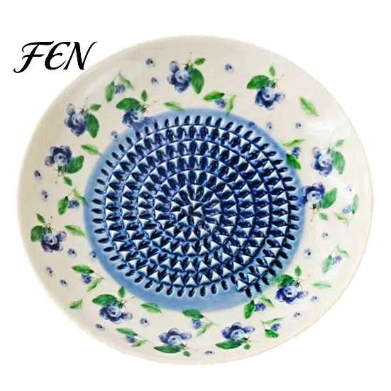 Fruit Vegetable Grater Ceramic Garlic Plate, Print Ginger Cheese Manual Grinder, Vegetables Multi-function Kitchen Mincer Dish for Onion, Lemon,