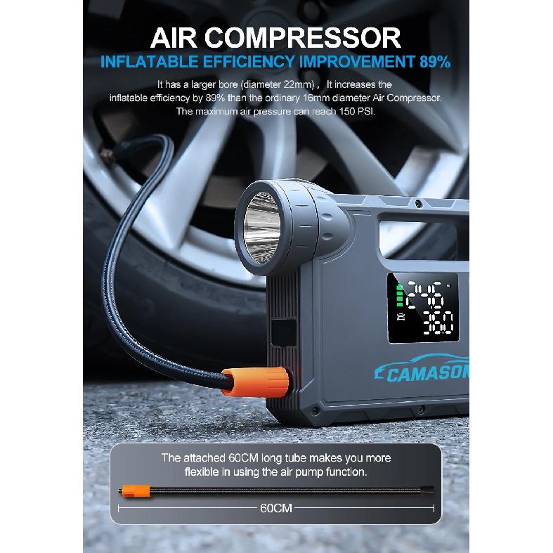 5 in 1 Car Jump Starter with air Compressor Portable Flashlight Starting Device Power Bank Battery Automotive Booster start