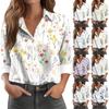 Women's Casual Floral Print Long Sleeve Button Down Shirt Top