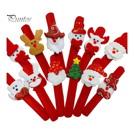 

10 шт. Рождественские светодиодные браслеты с застежкой-молнией, фланелевые браслеты, праздничные аксессуары, снеговики, Санта-Клаусы, елка, олени, браслеты с застежкой-молнией, рождественский подарок для детей красный